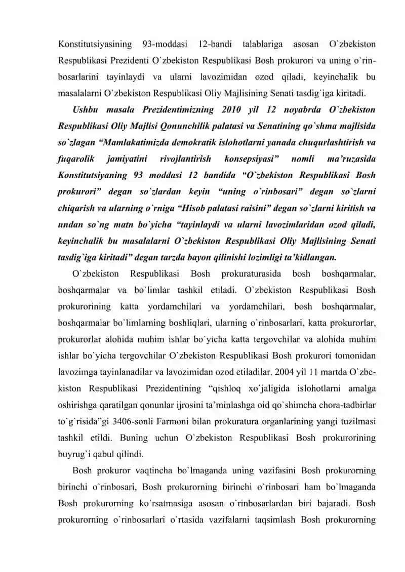 O`zbekiston Respublikasi prokuratura organlarining tizimi 3