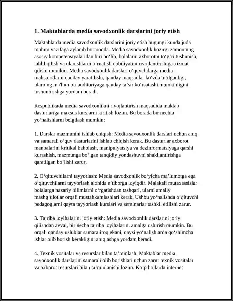Media Savodxonlikni Rivojlantirish Yo'llari 3