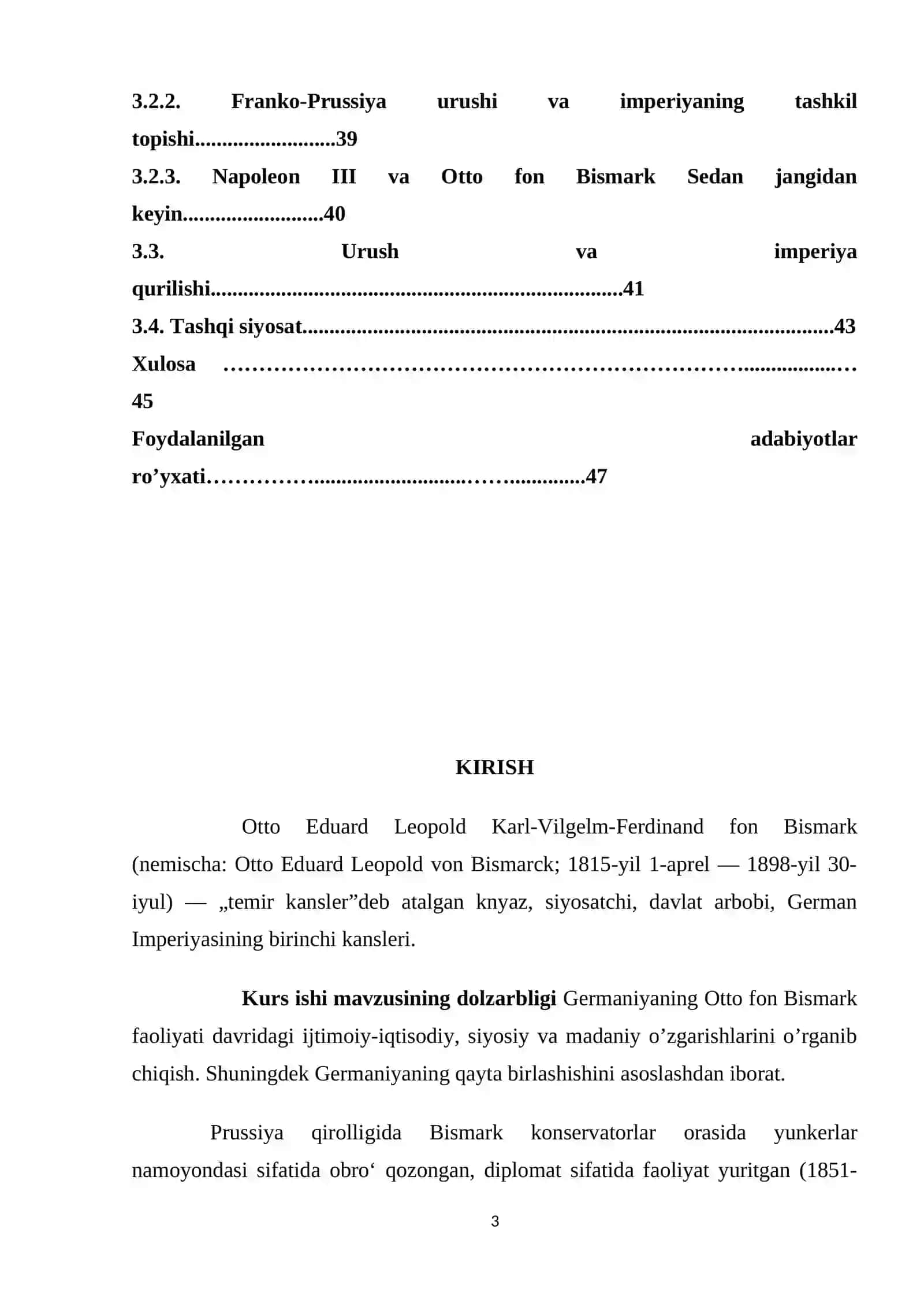 GERMANIYA DAVLATLARINING BIRLASHISHI, OTTO FON BISMARK FAOLIYATI 3