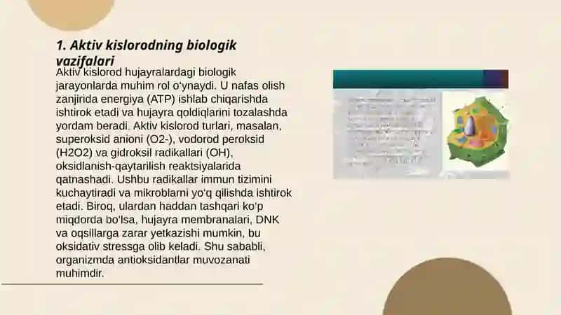 Aktiv kislorodning hujayra hayotiy jarayonidagi ahamiyati 3