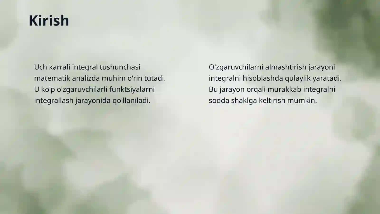 Uch karrali integralda oʼzgaruvchilarni almashtirish 3