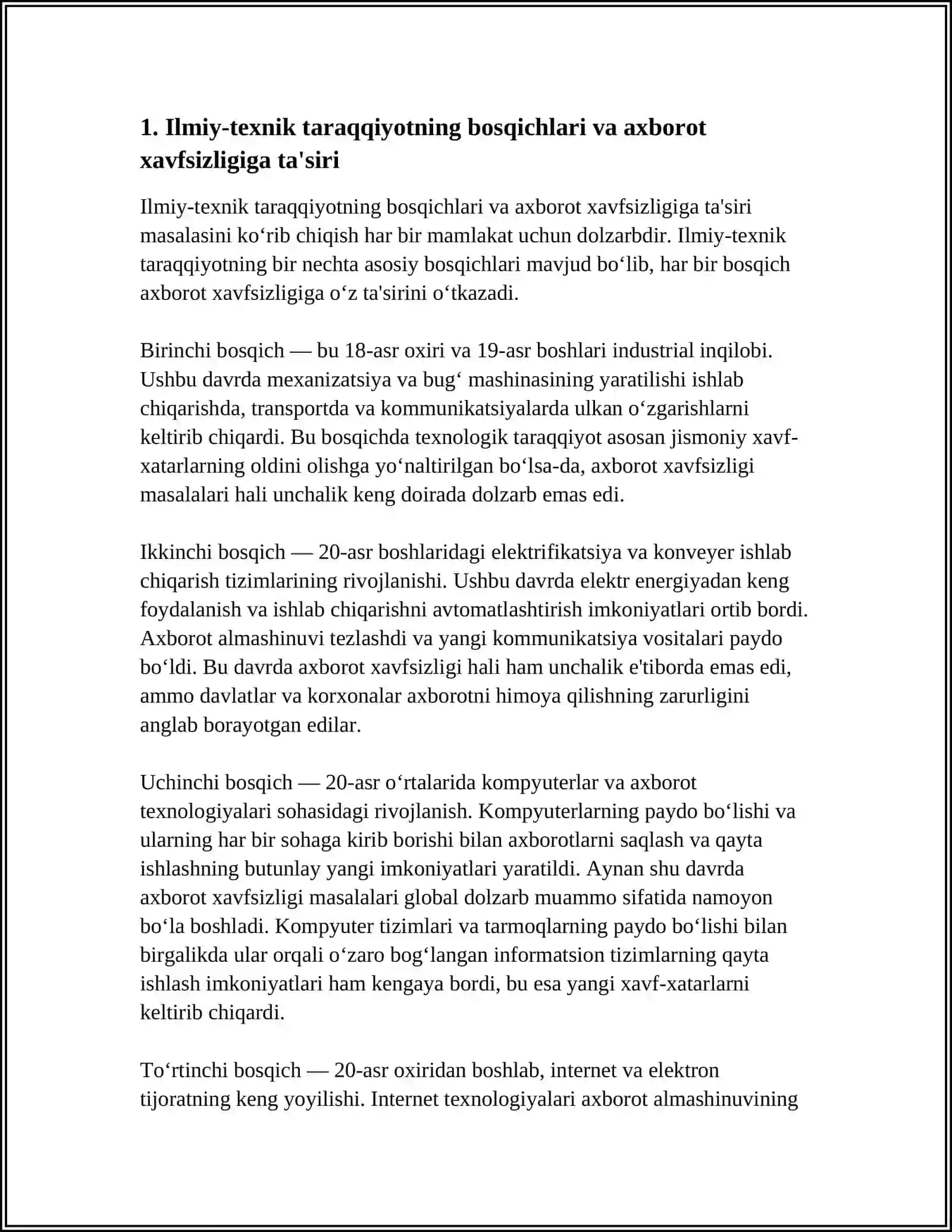 ILMIY TEXNIK TARAQQIYOT VA AXBOROT XAVFSIZLIGINI RIVOJLANTIRISH BOSQICHLARI 3