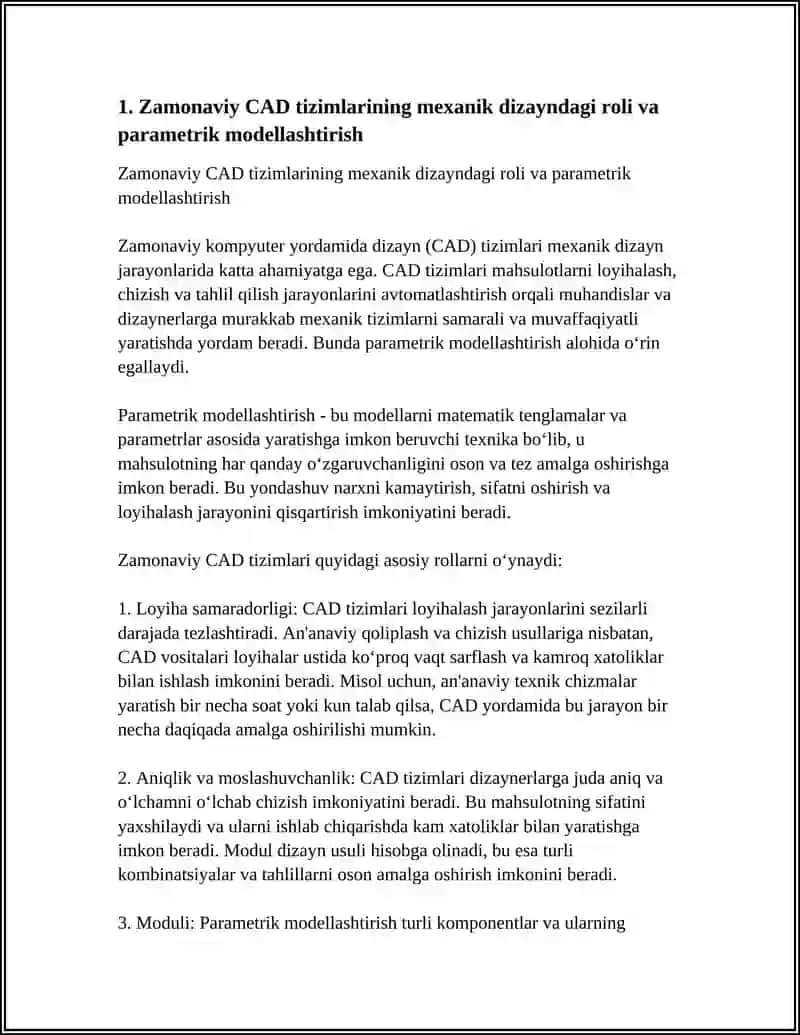 MASHINALAR YARATISHDA ZAMONAVIY CAD/CAM/CAE TIZIMLARINING O‘RNI 3