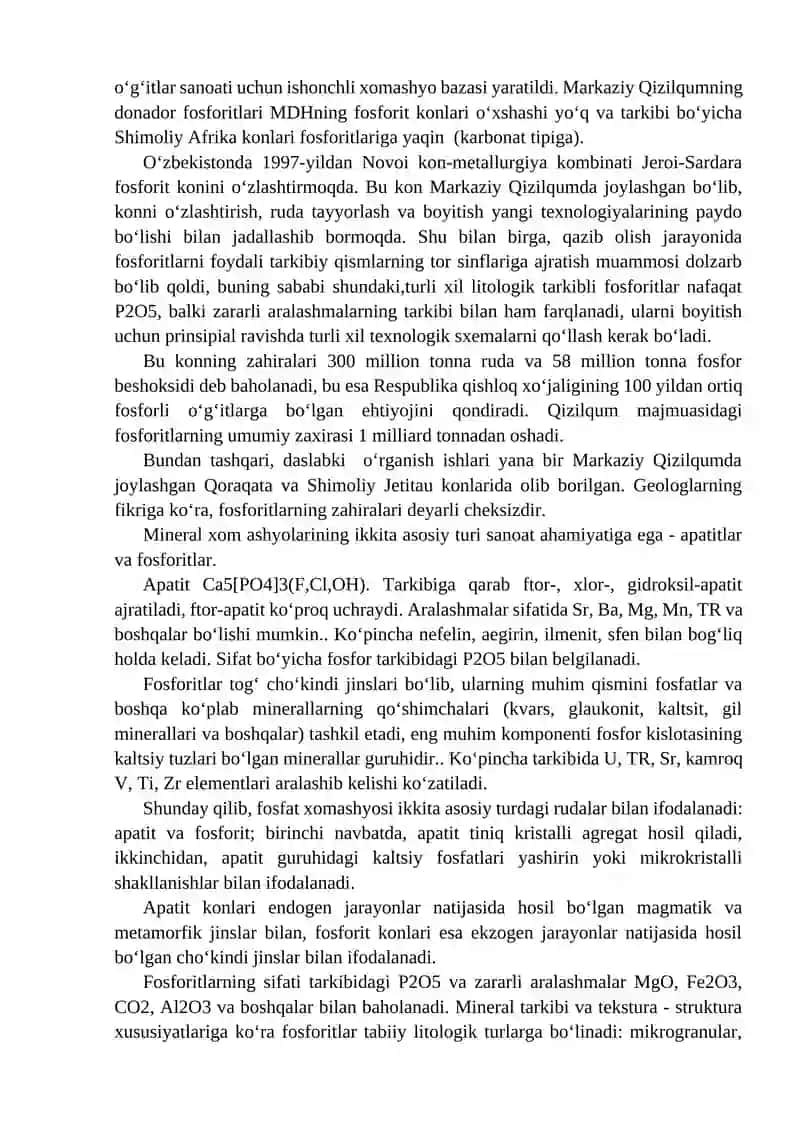 Fosforli rudalarni boyitish texnologiyasi 3