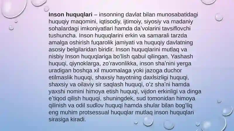 Inson huquqlari boʻyicha Oʻzbekiston Respublikasi Oliy Majlisi Vakili (Ombudsman)ning huquqiy maqomi. BMT va inson huquqlari. Inson huquqlari haqida xalqaro bill 3