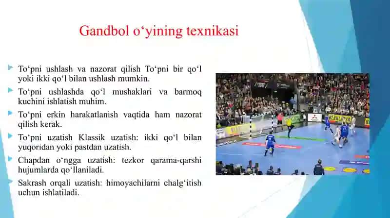 GANDBOL O'YINING TEXNIKASI VA TAKTIKASI 3