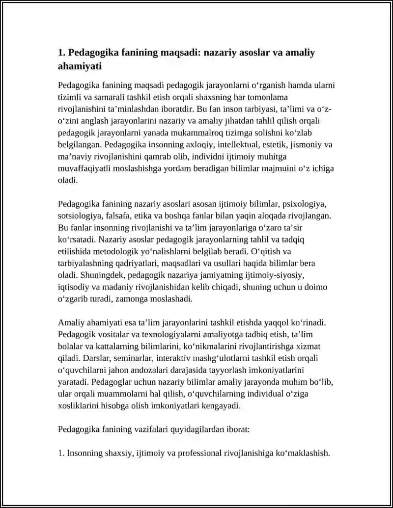 PEDAGOGIKA FANINING MAQSADI, VAZIFALARI VA ILMIY TADQIQOT METODLARI TASNIFI 3