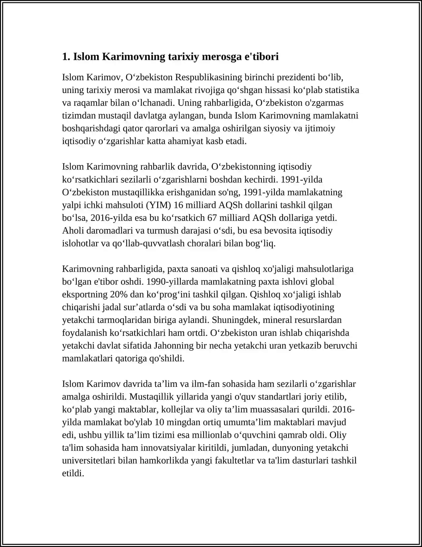 ÔZBEKISTON RESPUBLIKASI BIRINCHI PREZIDENTI ISLOM KARIMOVNING AJDODLAR MEROSI VA MILLIY QADRIYATLARNI TIKLASH BORASIDAGI XIZMATLARI 3