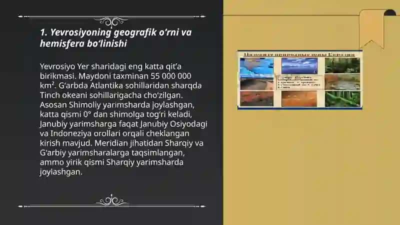 Yevrosiyoning geografik oʻrni, okean qismlari, orollari va chekka nuqtalari 3