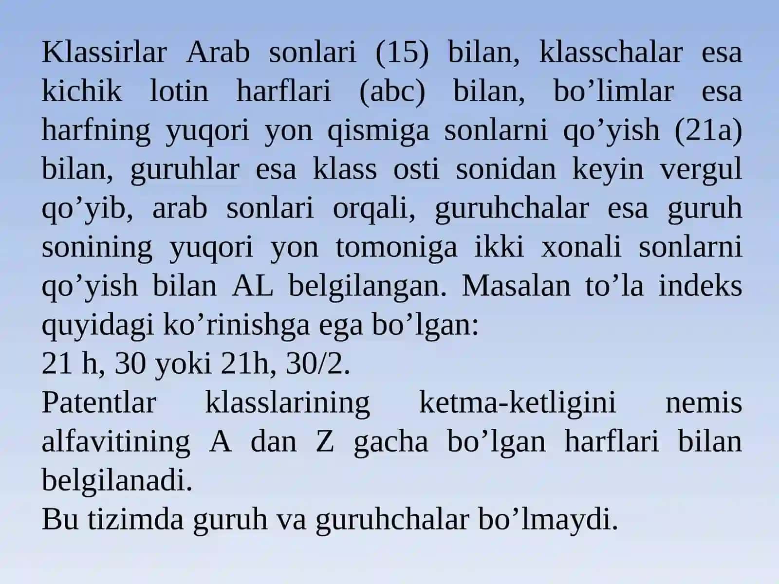 Ixtirolarning klassifikatsiyasi.Patentlash ma'lumotlari 3