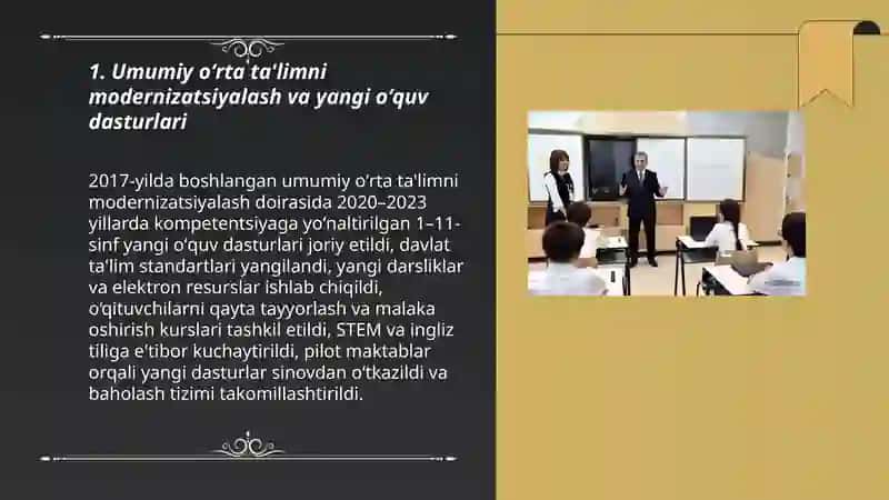 Oʻzbekiston ta'lim sohasida amalga oshirilgan islohatlar 3