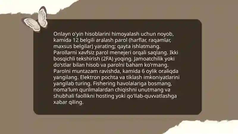 Onlayn o'yinlar va xavfsizlik qoidalari 3