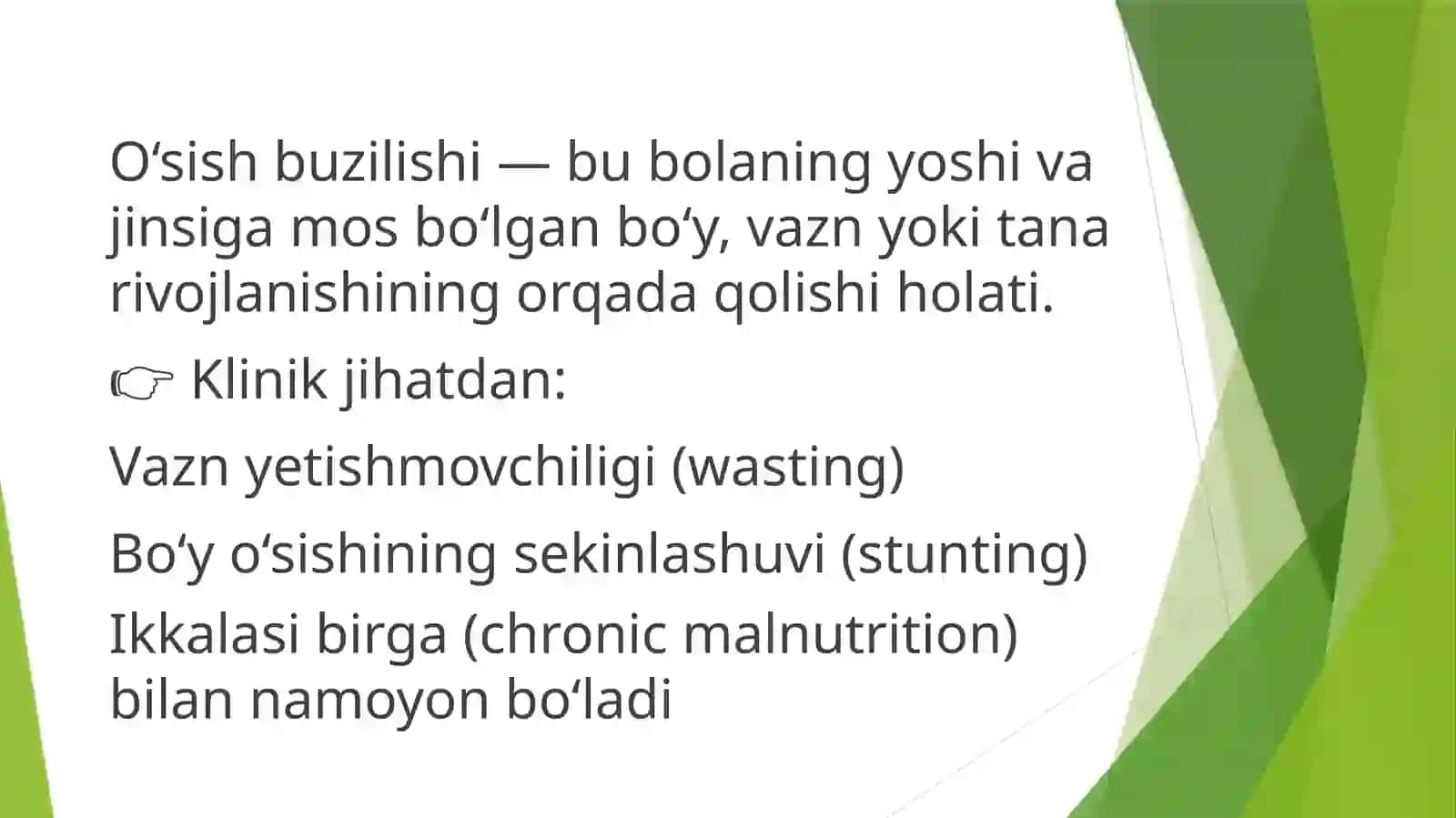 Oʻsishbuzilishi bor bolalarda klinik ovqatlanishningoʻzigaxosligi 3
