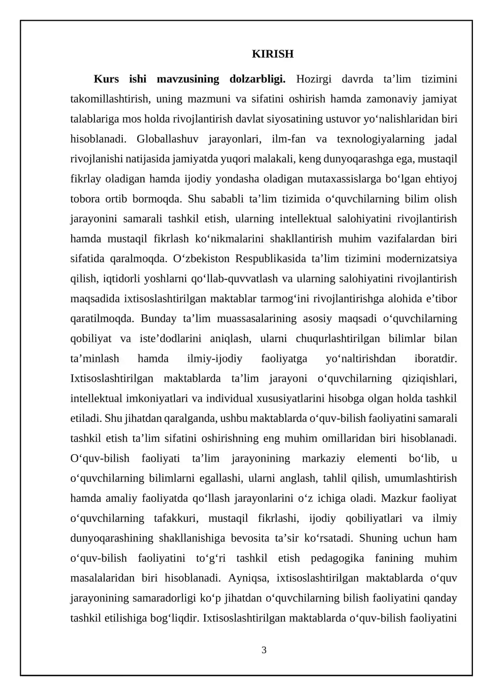 Ixtisoslashtirilgan maktabda o'quv-bilish faoliyatini tashkil qilish va amalga oshirish xususiyatlari 3