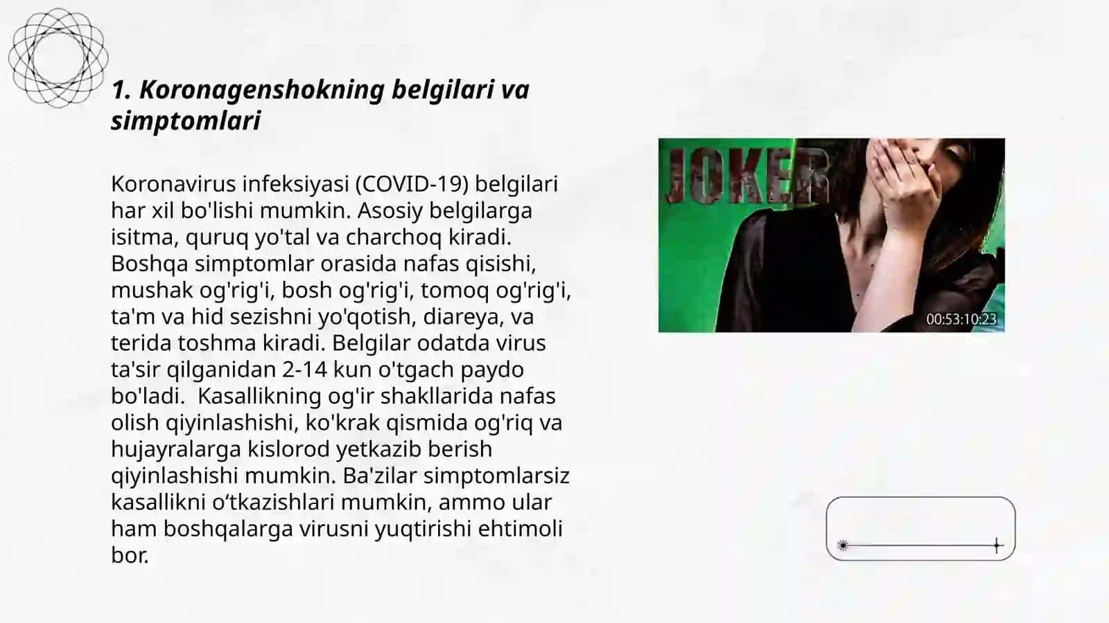 Koronagenshok. Klinika, diagnostika, davolash. Birinchi yordam 3