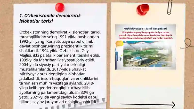 Oʻzbekistonda demokratik fuqarolik jamiyati asoslarining shakllanishi amalga oshirilgan siyosiy islohotlar 3
