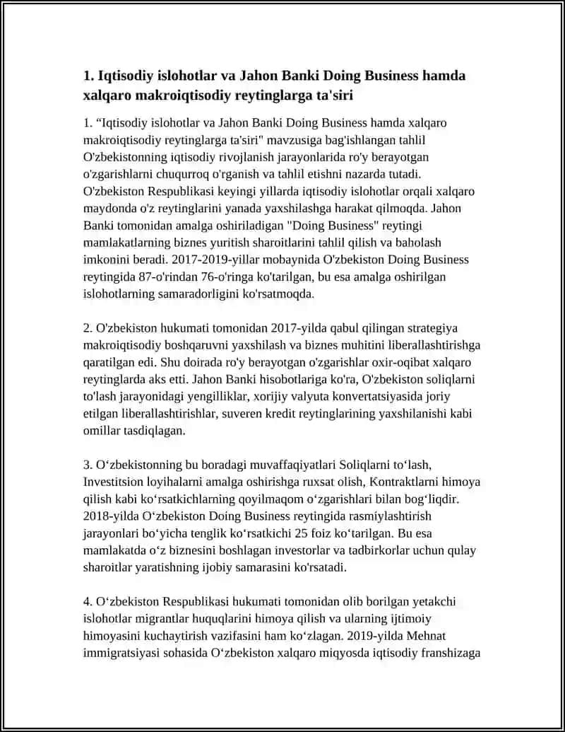 YANGI OʻZBEKISTON IJTIMOIY-SIYOSIY IQTISODIY VA MADANIY HAYOTIDA ROʻY BERAYOTGAN OʻZGARISHLARNING XALQARO REYTING VA INDEKSLARDA AKS ETISHI 3
