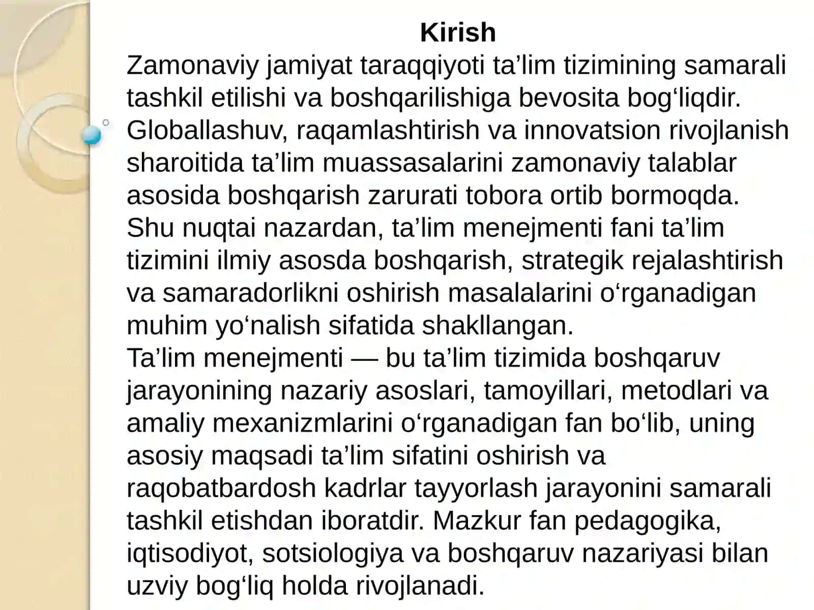 Taʼlim menejmenti fanining predmeti, vazifalari va metodlari. 3