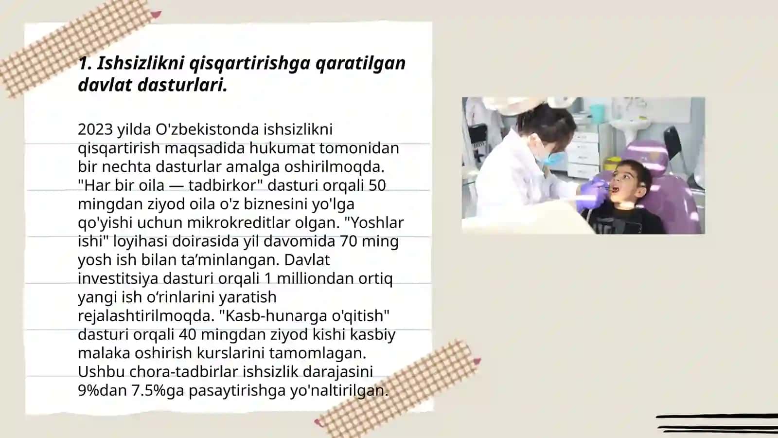 Ishsizlikni oldini olish, inflyatsiya va antinflyatsion siyosat boʻyicha davlatimizda olib borilayotgan islohotlar 3