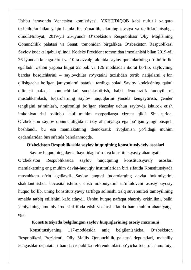 O‘zbekiston Respublikasi Saylov Kodeksi 3