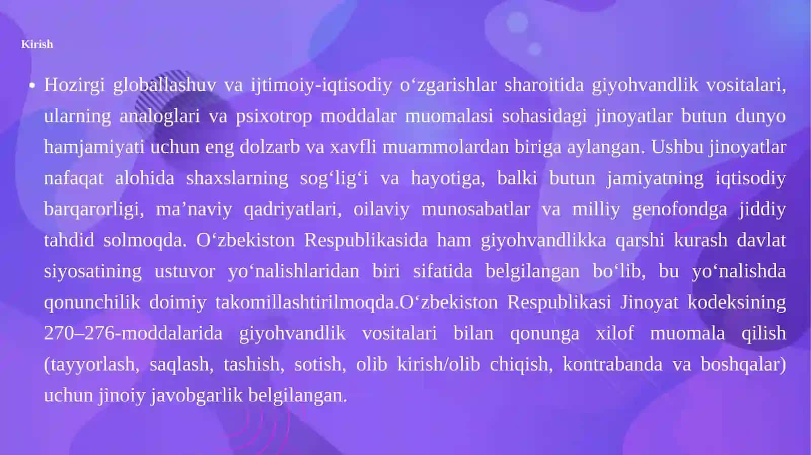 Giyohvandlik vositalari muomala sifatida jinoyatlar huquqiy tahlili 3