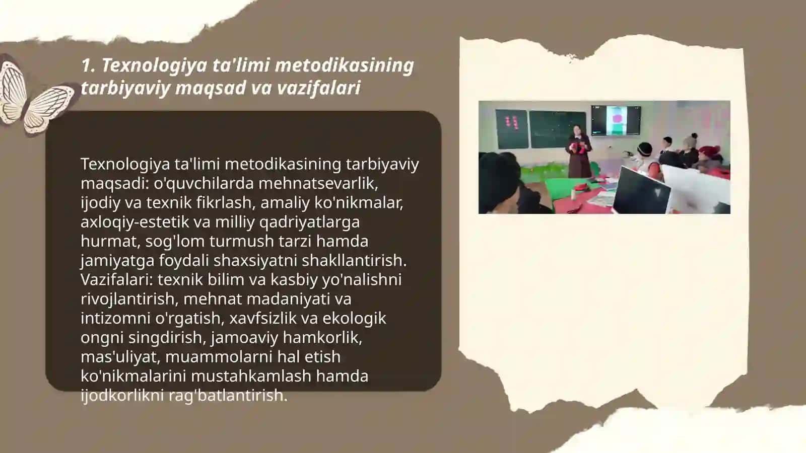 Texnologiya ta'limi metodikasi fanining tarbiyadagi oʻrni nima lardan iboratligini aniqlash 3