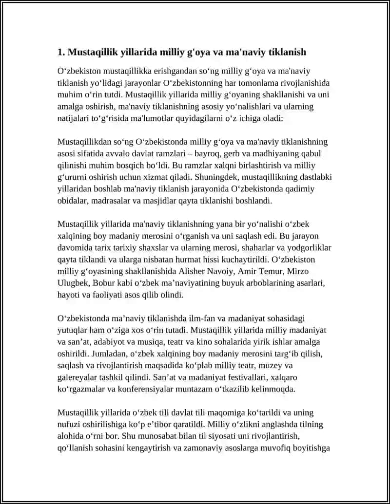 MUSTAQILLIK YILLARIDA O'ZBEKISTONDAGI MA'NAVIY VA MADANIY TARAQQIYOT 3