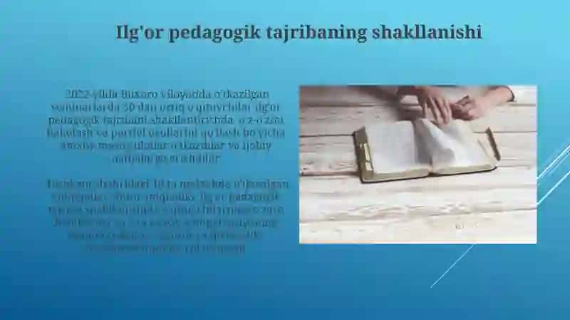 Ilg'or pedagogik tajribani shakllantirish òrganish umumlashtirish va ulardan foydalanish 3