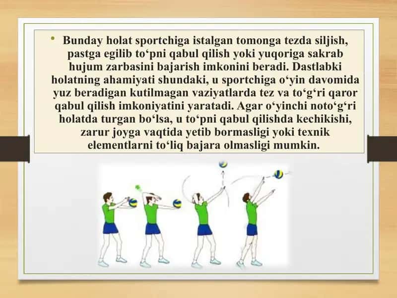 Voleybol oʻyinida holat va harakatni takomillashtirish 3