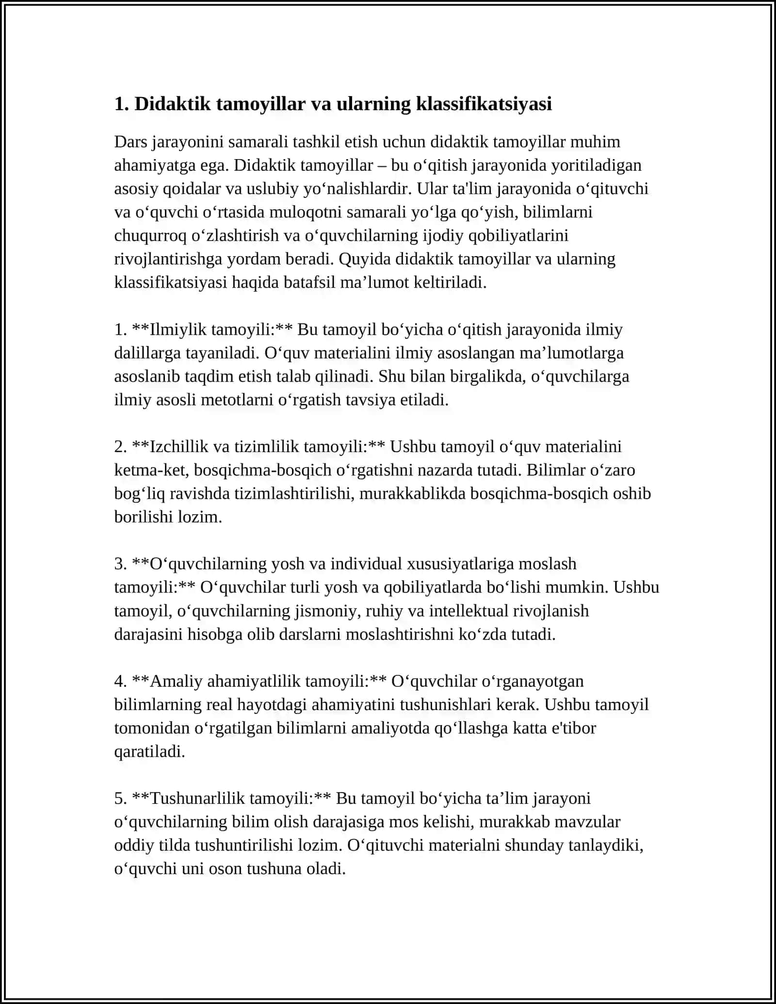 UMUMIY DIDAKTIK TAMOYILLAR BILAN MAXSUS DIDAKTIK TAMOYILLAR 3