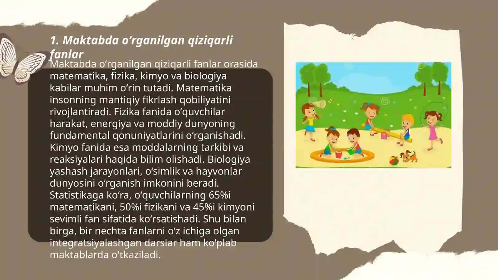 Maktabda oʻrganilgan qiziqarli fanlar 3