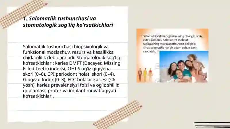 Salomatlik tushunchasi va stomatologik sog'liq ko'rsatkichlari 3