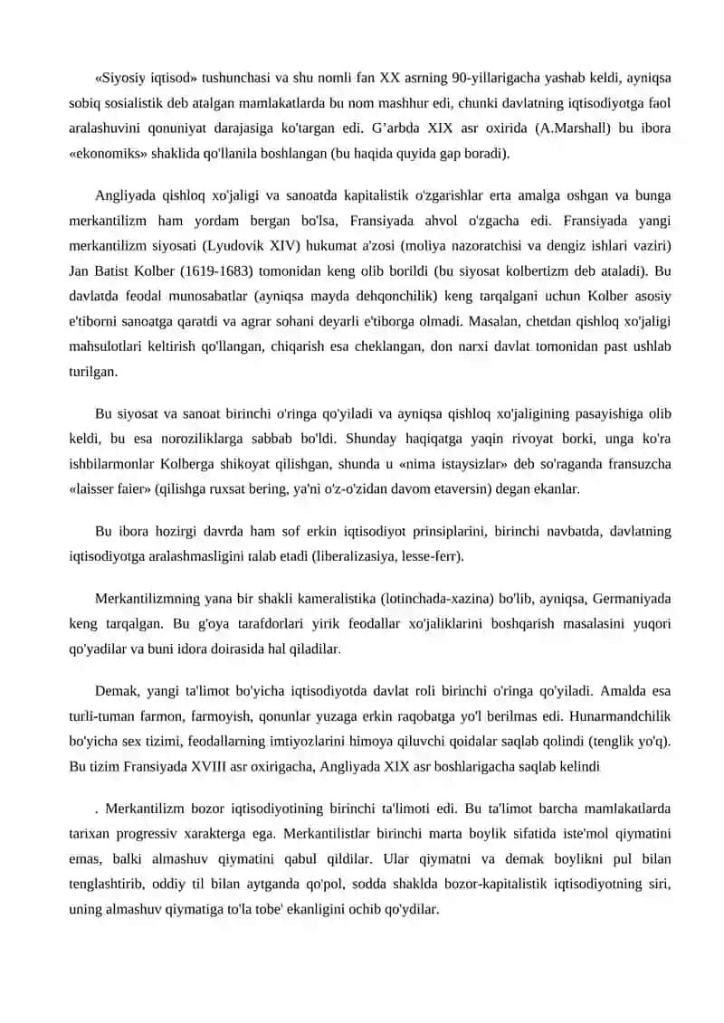 Merkantilizmning o’ziga hos hususiyatlari va asosiy farqlari va o’xshashliklari 3