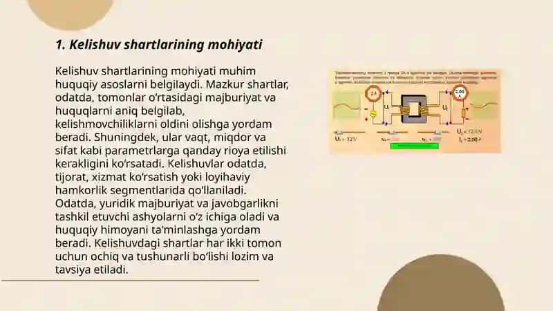 Kelishuv shartlari.shartnomalarning turlari tarkibi turlari 3