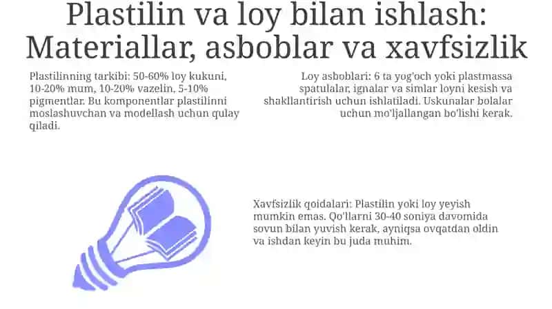 Plastilin va loy bilan ishlash darslarining mazmuni 3