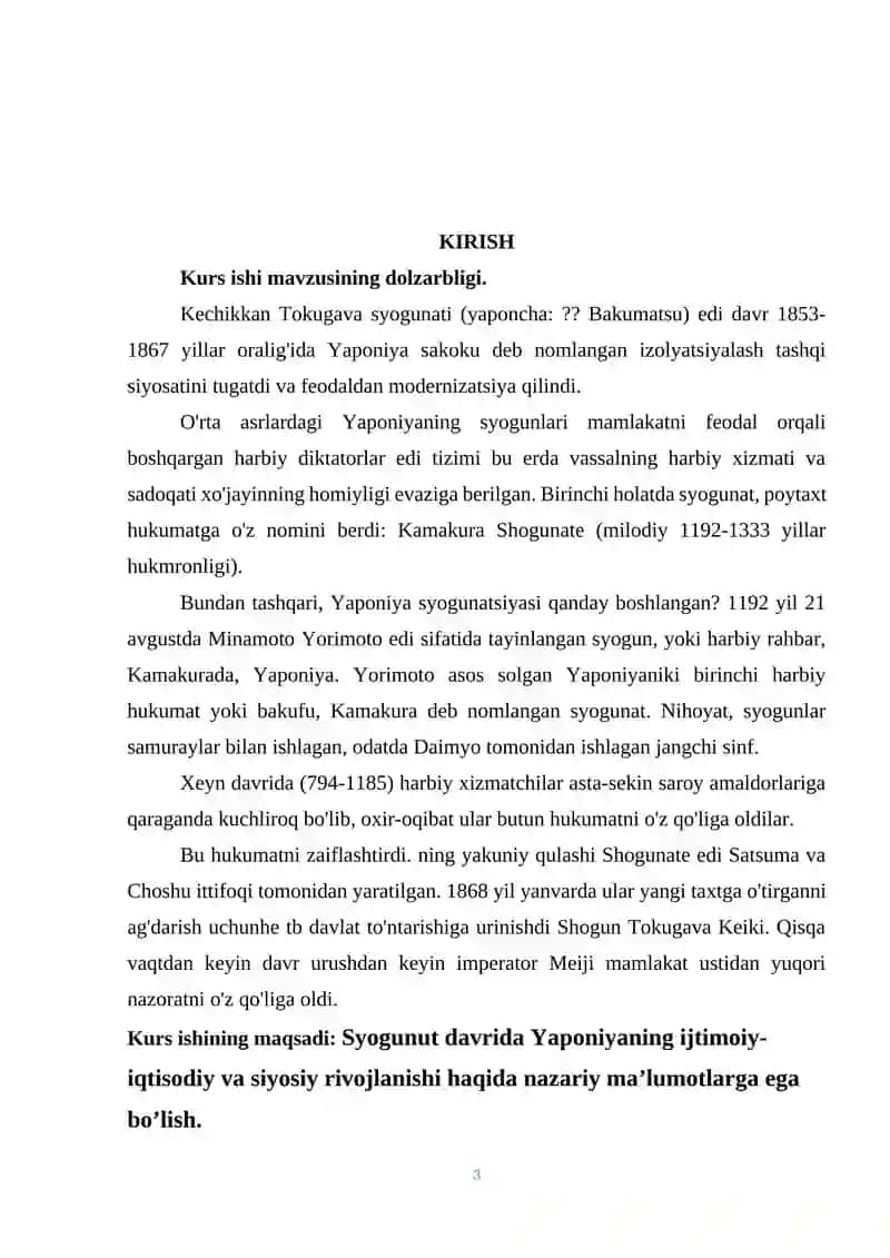 Syogunut davrida Yaponiyaning ijtimoiy-iqtisodiy va siyosiy rivojlanishi 3