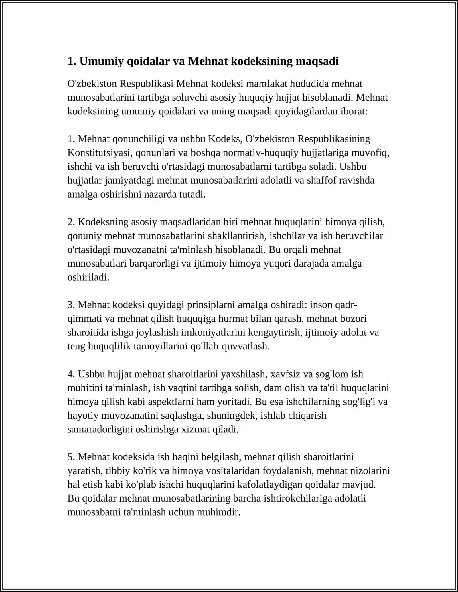 O'ZBEKISTON RESPUBLIKASI MEHNAT KODEKSI 3