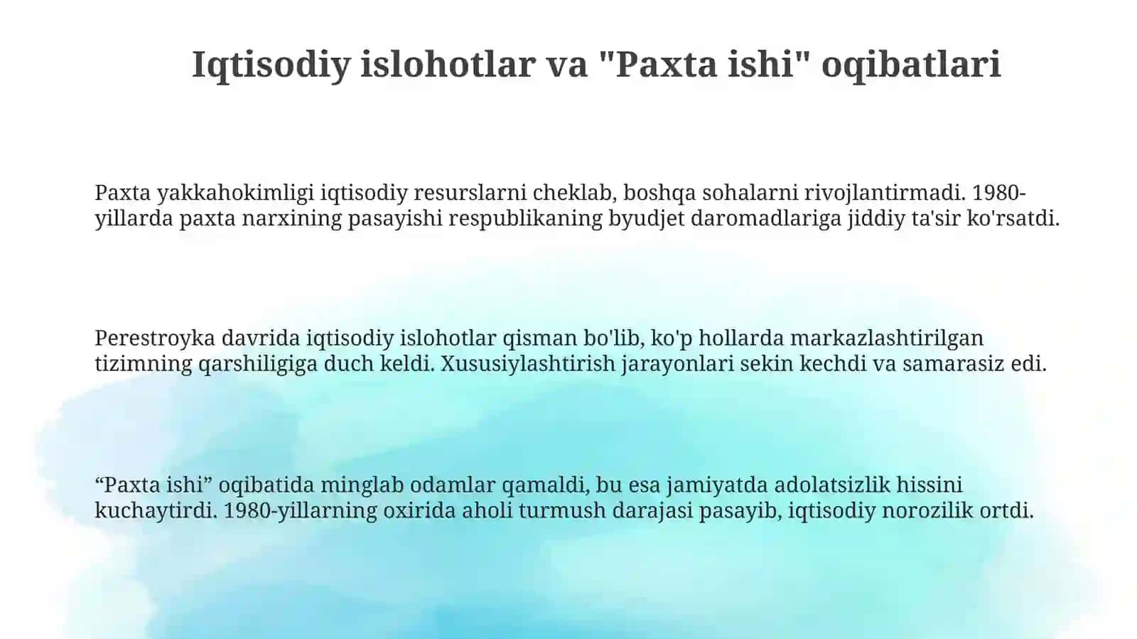 Iqtisodiy va Siyosiy O'zgarishlar 3