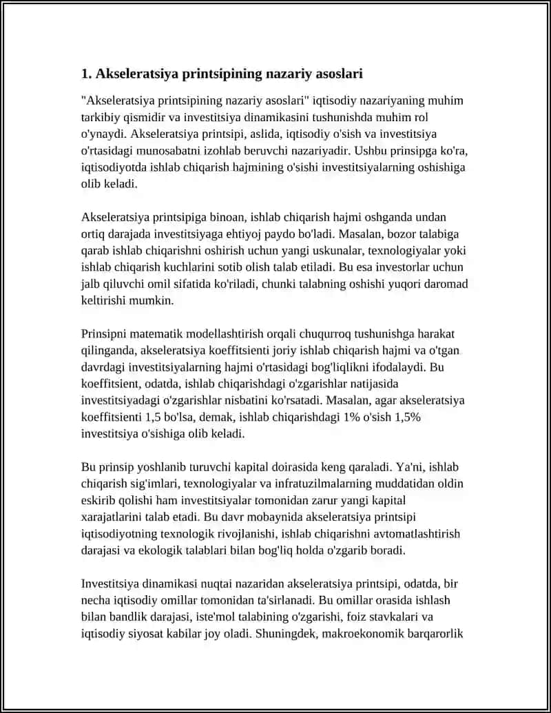 Akseleratsiya printsipi va investitsiya dinamikasi 3