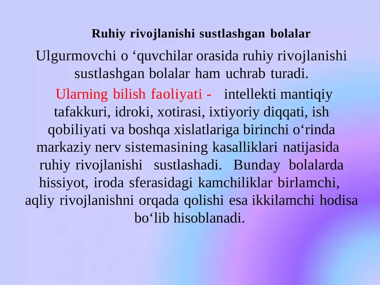 Aqliy varuiy rivojlanishida kamchiligi bo'lgan bollar ta'lim tarbiyasi 3