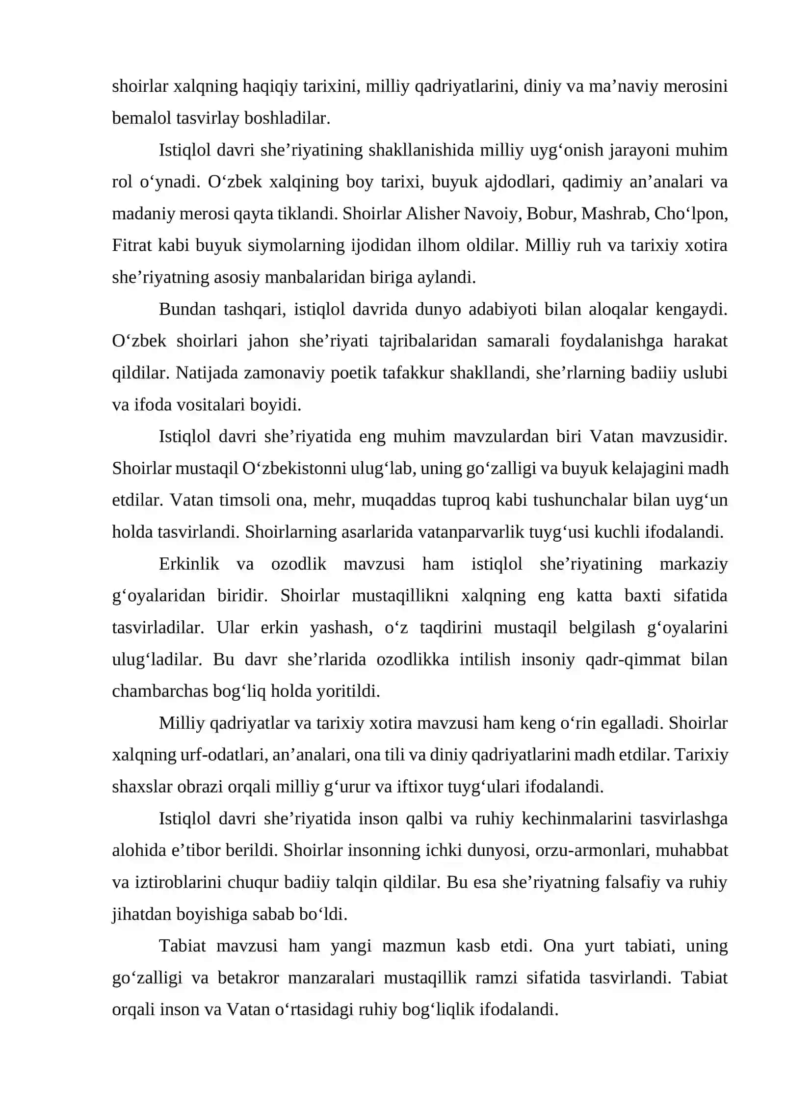 ISTIQLOL SHOIRLAR SHEʼRLAR DAVR TAHLILI 3