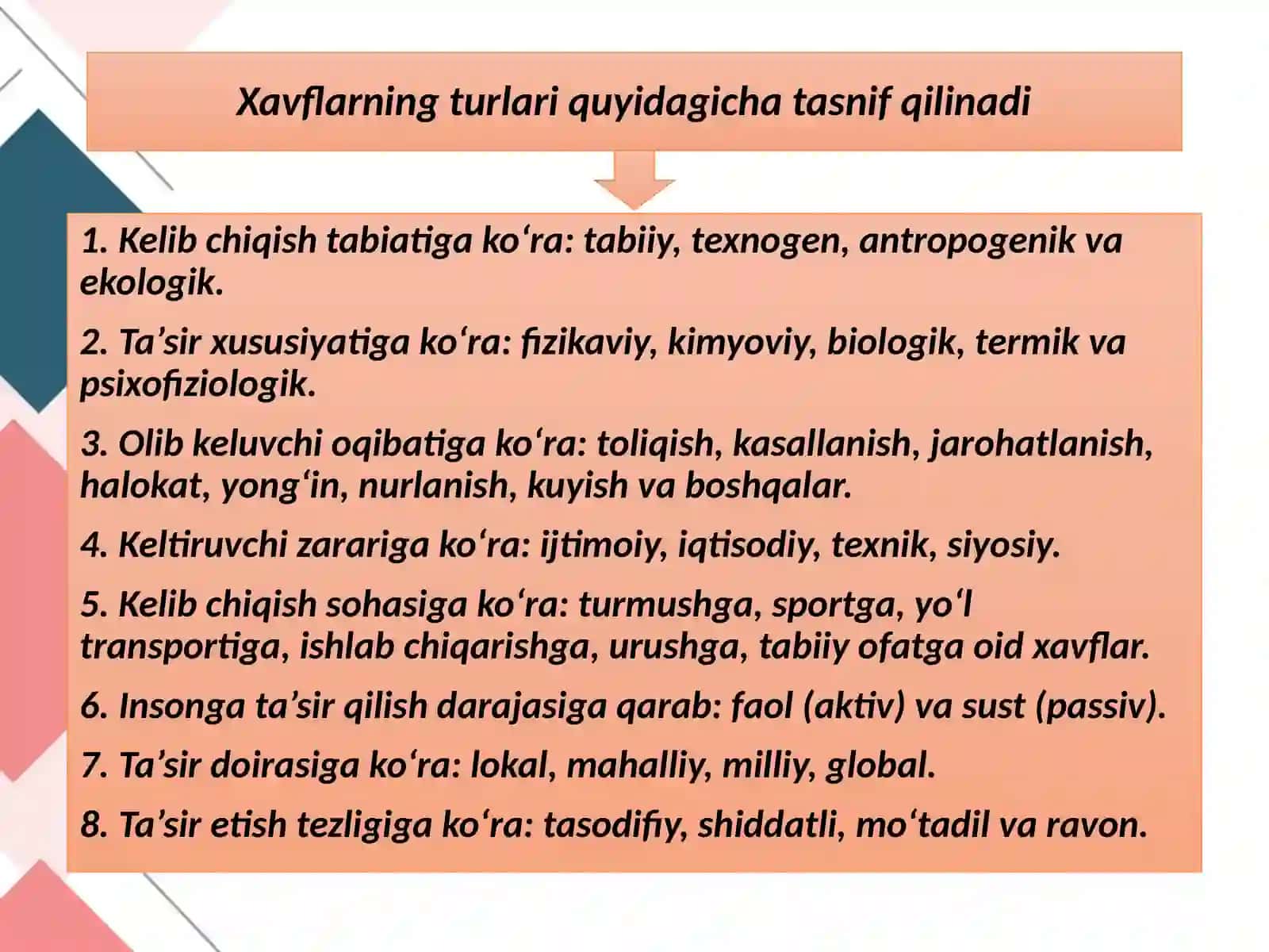 Hayot faoliyati xavfsizligini tahlilqilish 3