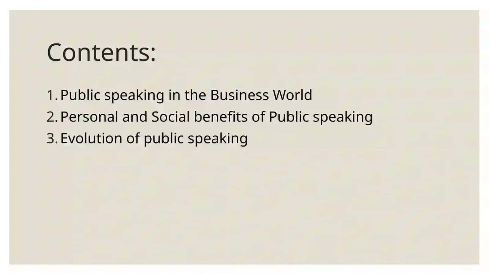 Understanding the course of Public speaking 3