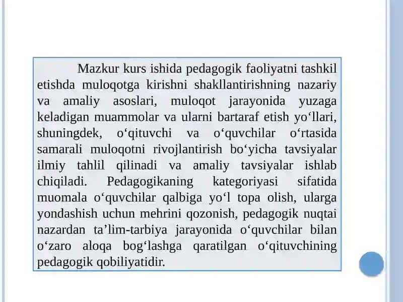 Pedagogik faoliyatni tashkil etishda muloqotga kirishni shakillantirish 3