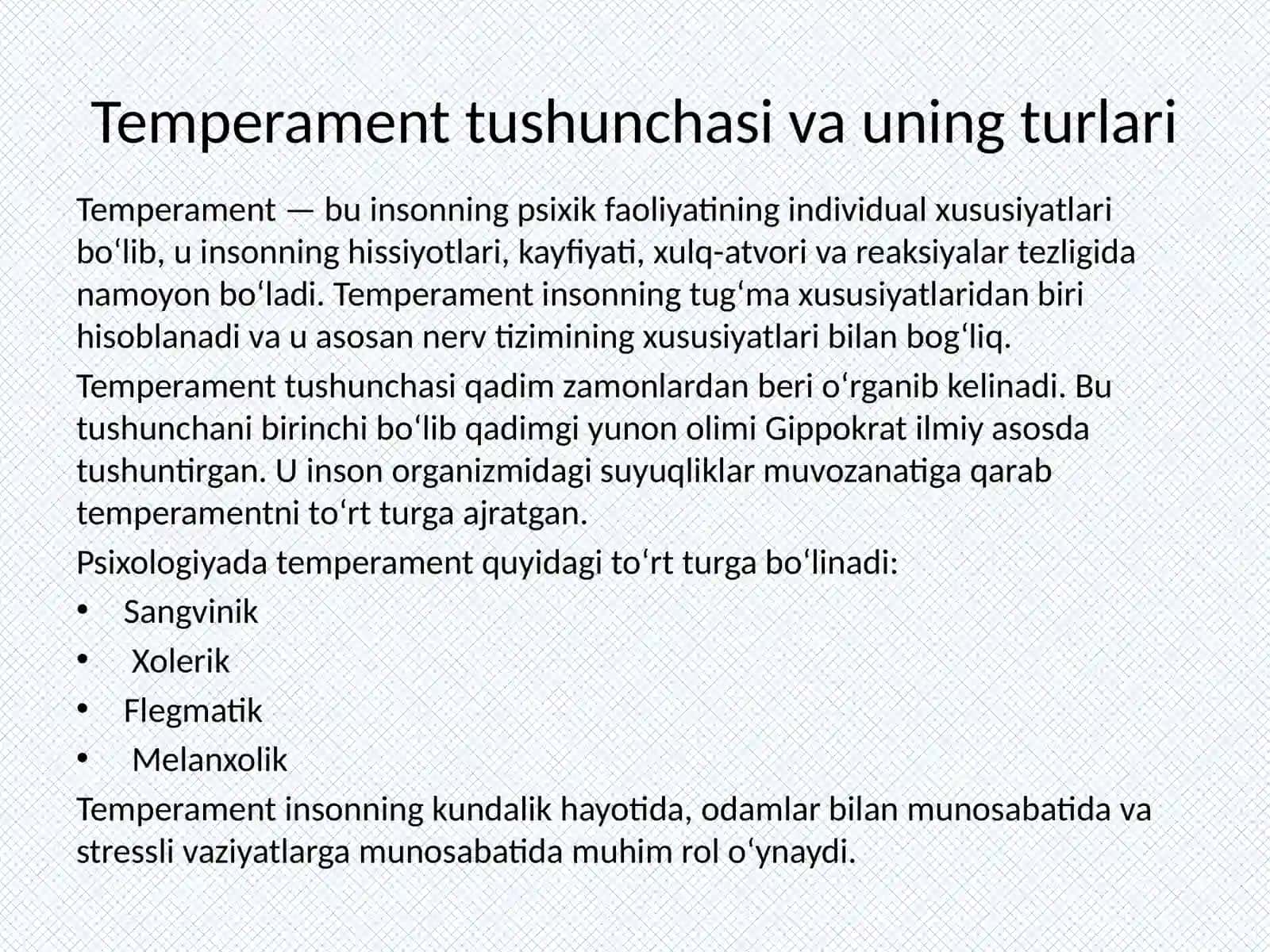 Temperament va stress reaksiyalari Prezentatsiya 3