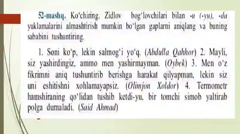 ZIDLOV BOG’LOVCHILARI YORDAMIDA BOG’LANGAN QO’SHMA GAPLAR 3