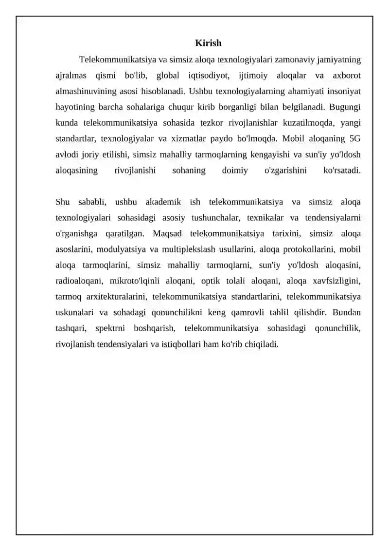 Telekommunikatsiya va simsiz aloqa texnologiyalari 3