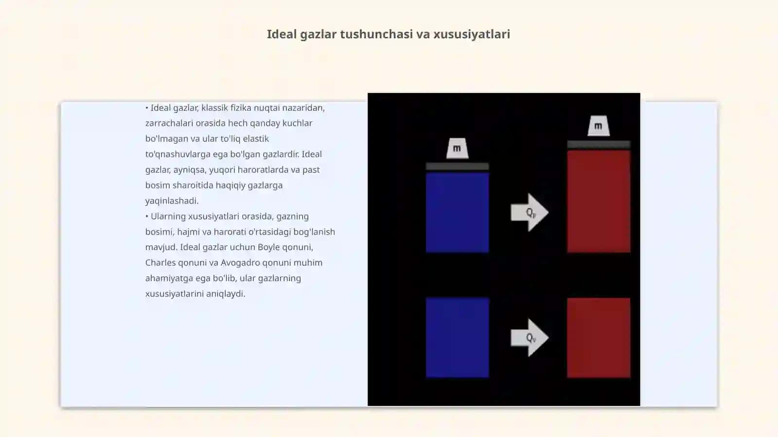 Ideal gaz qonunlari va ularning qo‘llanishi.Termodinamika qonunlari 3