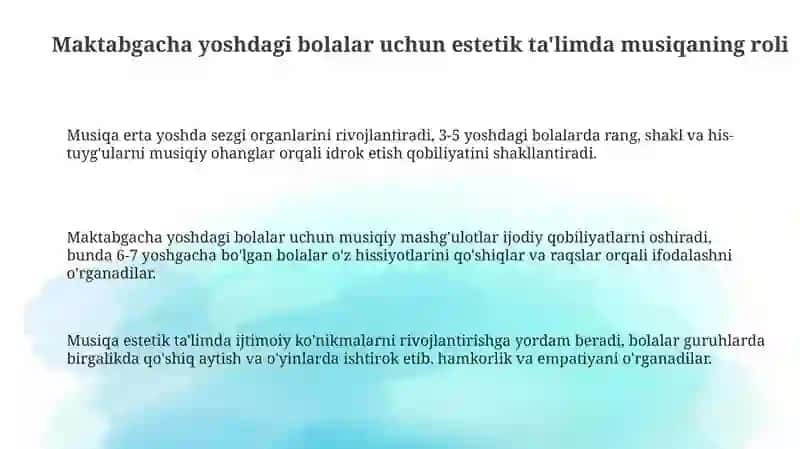 Musiqa Ta'limi Maktabgacha Yoshdagi Bolalarga 3