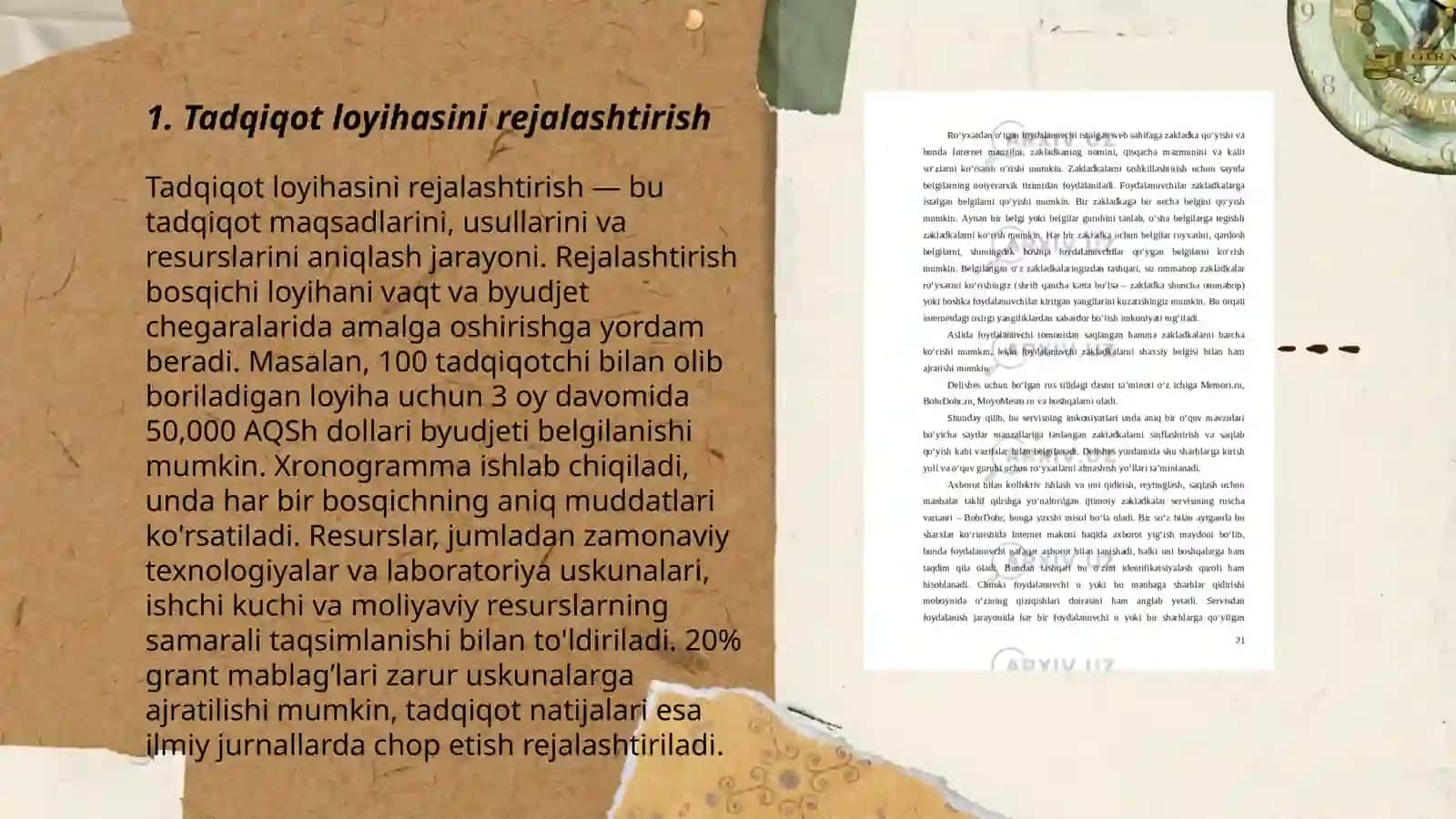 Tadqiqot loyihasi va tadqiqot oʻtkazish jarayonini tashkil etish 3